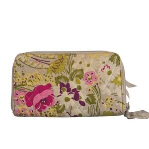 Vera Bradley Wallet Make Me Blush Pink Floral Quilted Zip Organizer Wallet